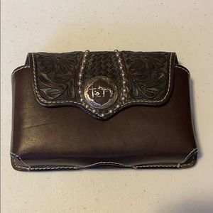 Praying cowboy leather phone case
